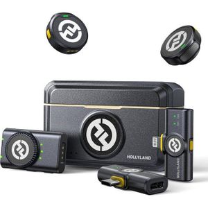 Hollyland LARK M2 Wireless Microphone for iPhone, Android and Camera, 48KHz 24Bit Hi-Fi Audio, 1000ft LOS Range, Noise Cancellation, 40H Duration for Vlogging