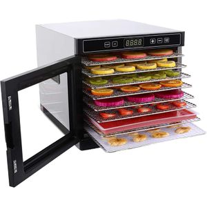 Commercial Electric Food Dehydrator 6 Tray Stainless Steel Dryer Machine Digital Timer And Temperature Control Dryer For  Meat Beef Herb Fruit Vegetable Nut Dog With Keep Warm Functiion Equipped Safety Over-Heat Protection