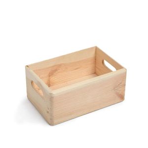 Wooden Multipurpose Storage Organizer Box with Handles – Pinewood Open Crate for Kitchen, Bathroom, Office & Home Decor