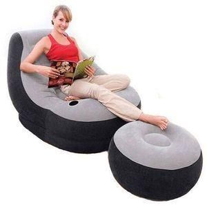 Large Lazy Inflatable Air Sofa Chairs PVC Lounger Seat Bag With Footrest & Pump