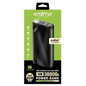 Oraimo Digital Charging 30000mAh Power Bank - Black, White