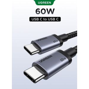 Ugreen Type C Cable 60W PD Fast Charging (1Meter),USB-C to USB-C Charger Cable, Nylon Braided Cord USB Cable Fast Charging for iPhone 17/16/15 Plus/Pro/Pro Max, Samsung Galaxy,iPad Mini/Pro/Air, Google Pixel8/9, Huawei, MacBook Pro/Air and More 