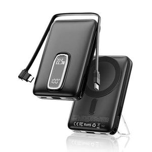 Aldeepo 22.5W 10000mAh Slim 2-in-1 MagSafe Magnetic Wireless Power Bank  for iPhone 12/13/14/15/16/17 - Black/Silver