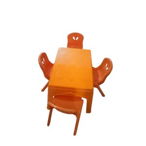 Colorful Kids Plastic Dining Table Set – 4 Seater