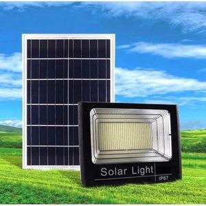 Dp Solar LED Flood Light 100W, IP66 Waterproof, Outdoor Security Light with Solar Panel - Black/White