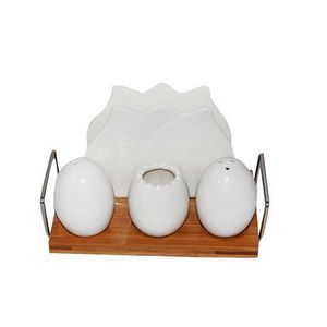 Pepper, Salt Shaker, Napkin, Toothpick Holder Set - Brown