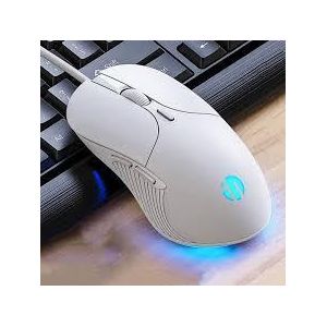 Inphic PB1 Gaming Usb Wired PC Mouse, RGB, Silent Click, 4800DPI Adjustable & 6 Programmable Buttons, Optical tracking, Ergonomic Design, Streamlined USB Wired Mouse for PC Laptop Computer Working and White Color