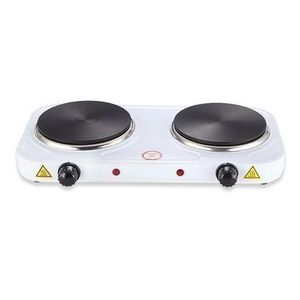 Original Double Solid Electric Hotplate With Handles - White