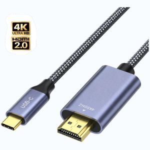 USB- Type C to HDMI Cable 4K 60Hz - 2 Metres – Braided High Speed HDMI Adapter Cord, 4K UHD HDR, for MacBook, Laptop, Phone, Tablet to TV/Monitor/Projector - 2M