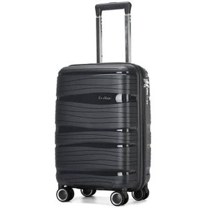 It's Strong Double Zipper Extremely Durable A Small Travel Suitcase Black In Colour It Has Water Proof Material It's Durable It Has 8-Wheel Spinner It's Strong Material It Has Multiple Colours It Has Hard Body With Good Quality 