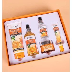 Disaar 5pc Set Vitamin C  Whitening Brightening with Hyaluronic  acid ,Vitamin & Berry Glutathione Facial Skin Care Kit  