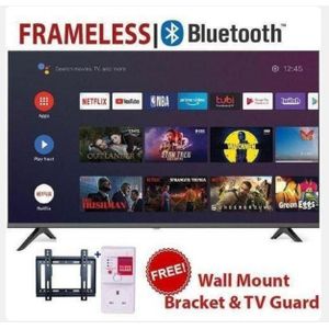 Smart Plus  32" Inche Smart Tv Flameless With Bluetooth , Netflix, YouTube, DVBT2 (In-Built Free To Air) ,  32SMTKF11- Black ~ Japan's Made ( 1 Yr warranty) Free Wall Mount bracket & Tv Guard 
