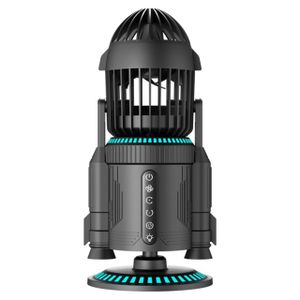 Table Fan, Rocket Shape Rechargeable Personal Portable Desk Fan Blower Cooler with Light And Mist Spray  5000rpm Rotating Air Circulator, 6.3×5.8×12.8 Inches Quiet Cooling Unit with Light, Compact Breeze for Home Dorm School Camping Travel Bedroom Kitchen