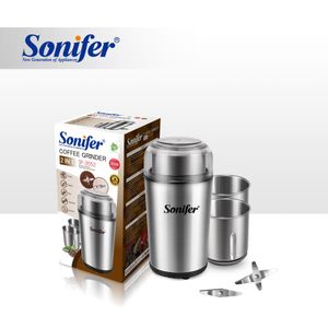 Sonifer 2 in 1 Electric Herbs Spice Coffee Grinder With 2 Stainless Steel Removable Bowls For Dry & Wet Coffee Beans, Herbs, Nuts, Pepper, Grain
