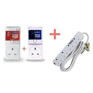 An Original Package Of TV Guard-13 Amps, Fridge Guard + 4 Way Extension Cable- White.
