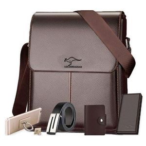 5 In1 Men's Briefcase Large Capacity Messenger Bag Business Bag - Brown