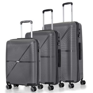 3 Pieces Of Miles Axis Hardside Polypropylene Trolley Bags Travel Suitcases Carrier (55,65&75cm) - Multicolor