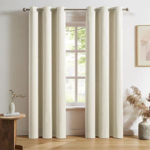 2pc Woven Curtain with Eyelets 140 x 260 cm -Cream