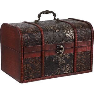 Pirate Vintage Wooden Treasure Storage Chest Box with Lock, Handcrafted Decorative Boxes Home Decor with Lid, Wooden Stash Keepsake Box - Hinges & Latches Vintage Mini Wooden Trinket, Coin Collection, Letter Jewelry Box for Pearls Jewels Rings Kids Gifts