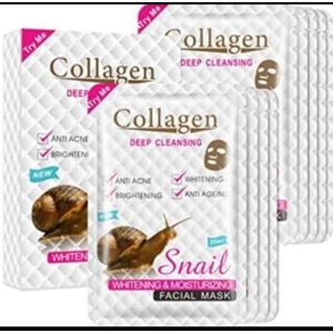 Collagen Deep Cleansing Snail Whitening,anti- acne  ,anti-aging,Brightening & Moisturizing Facial Mask-10pcs