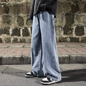 Jeans For Men Baggy Pants Loose Fit Wide Leg Straight Cut Light Blue 2023  Spring And Summer Men's Jeans Streetwear Hiphop Casual