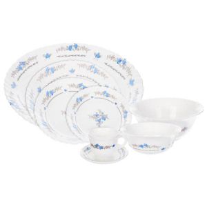 Arcopal 38Pcs Dinnerware Set 1Pc Oval Plate+ 6PCs Dinner Plate+6PC Rice Plate+6pcs Dessert Plate+1Pc Big Bowl+6PCs Small Bowl+6PCs Tea Cup with Saucer Plate Microwave Safe And Dishwasher Safe Serveware- Multicolor