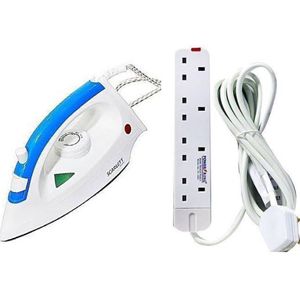  Flat Iron & 4 Power King Extension Cable - Silver , White