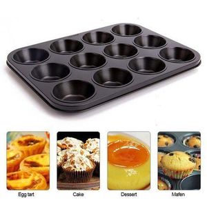 12-Hole Black Cupcake Baking Tray / Oven Pan