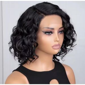 Fashion ready to wear curly bob wig with a 2*4 closure black