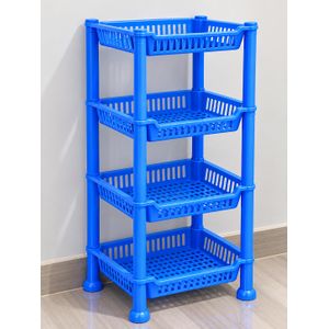 4-Tier Plastic Storage Rack / Kitchen Organizer- sky blue