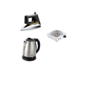 Original 2L Electric Kettle, Flat Iron  & Single Coil Hotplate - Silver