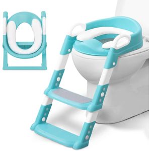  Adjustable Potty Ladder Seat for Toilet Training with Steps, Handle & Soft Cushion Design Non Slip & Space Efficient Toddlers & Children, Foldable & Easy Assembly Splash Guard Included-Multi