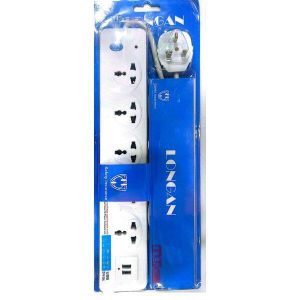 Logan Longan 5 way Extension cable + 2 USB ports with surge protection - White