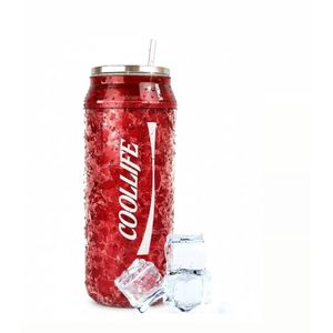 470ml Acrylic Juice Glass Cane Reusable Plastic Can For Glue Refrigerator Ice Cup Boba Double Layer, such Tea, Coffee, Water Bottle With Straw Gel Sipper Tumbler Marble Pattern Double Wall Mug 