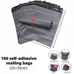 100 dark gray waterproof mailing bags/ self-adhesive courier packaging bags/invoice bags/ shipping bags-25x35cm