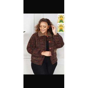 CASUAL LADIES' JACKET -BROWN/ MULTI COLOR 