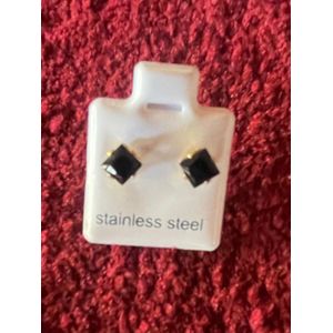 Black Large Square Earpins