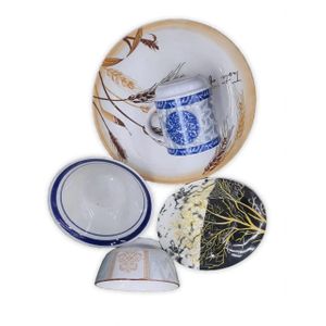 novelty sticky note pad set designed to look like realistic, stackable miniature porcelain plates, bowls, and mugs 60pcs