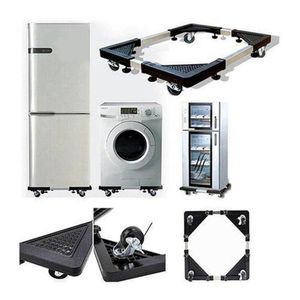 Adjustable Washing Machine and Fridge Stand Trolley 56*56cm - Black