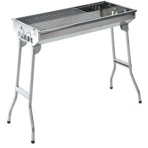 Portable Folding Stainless Steel Charcoal Barbecue Grill Smoker, Silver.