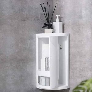 360 Degree Multi-Function Organizer Plastic Triangle Shelf Dust-Proof Waterproof Corner Rack for Cabinet Kitchen Bedroom (WhiteL-10,W-8,H-16.5 inch)