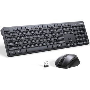 Ugreen Wireless Keyboard and Mouse Combo, 2.4GHz Ergonomic Keyboard Mouse, Compact Silent Cordless Full Size Computer Keyboard, Mouse 5 DPI Levels up to 4000, for Computer, Laptop, PC, Windows, Mac