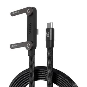 Earldom chubbycable StandLite 240W Braided Fast Charge Cable with Built-in Phone Stand T-Shaped Foldable Durable USB-C Cord 90 Degree USB C Cable Right Angle Multi-Functional Charger Cord, Black,