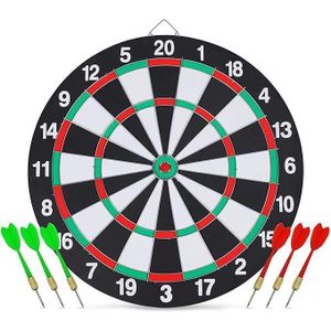 Dart Board Set, 17 Inch Double Sided Usable Dartboard with 6 Metal Tip Darts, Safe Dart Game Set for Indoor Outdoor, Dart Boards for Adults Teens Family Office Leisure Sport