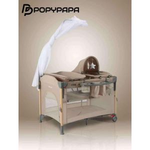 7 in 1 Bedside Bassinet with Changing Table, All in One Nursery Center, Bedside Sleeper with Mattress, Sheet, Canopy, Storage Shelf and Hanging Toy