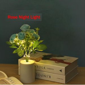 Potted Rose Night Light/Artificial Flower with LED Light/Desktop Mini Decorative Potted Flower