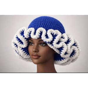 Candy Crochet Ruffle Hut - Blue