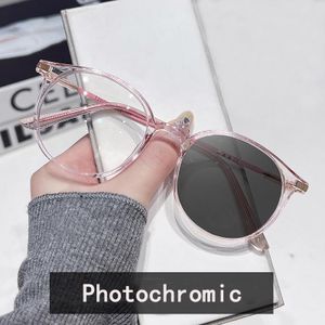 Women's Anti Blue Light Glasses Photochromic Glasses - Grey Without Degree - Pink