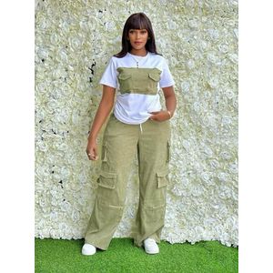 Utility Pocket Wide-Leg Two-Piece Set – Olive Green