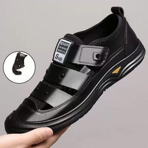 VANHUHU Men's Footwear Breathable Sandals Slippers Half Open Casual Shoes Black